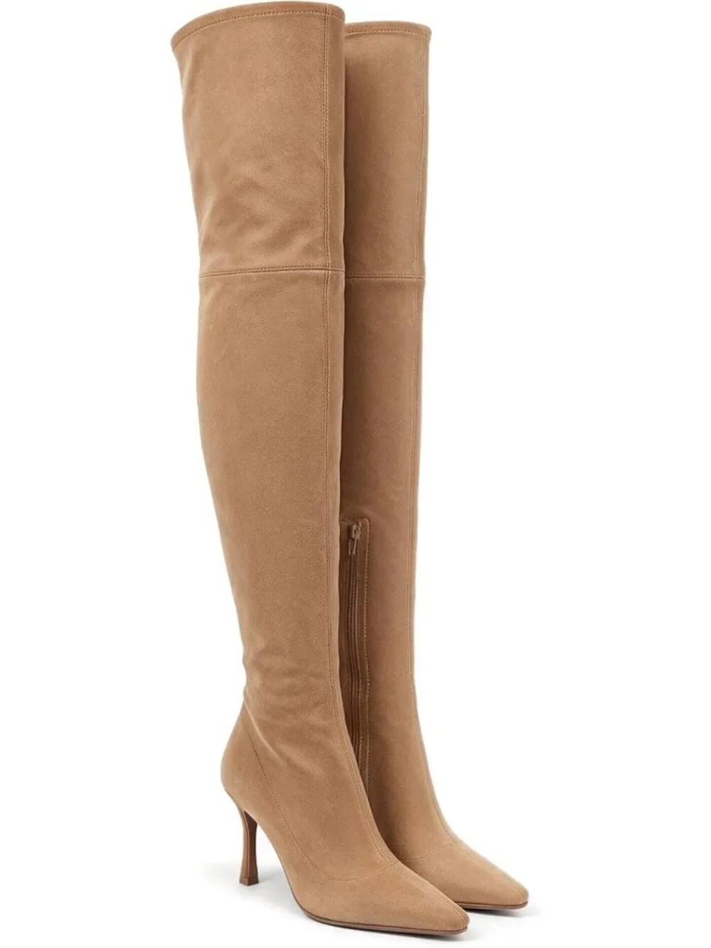 Chic Over the Knee High Boots with Kitten Heel & Zip Closure - Stylish Thigh